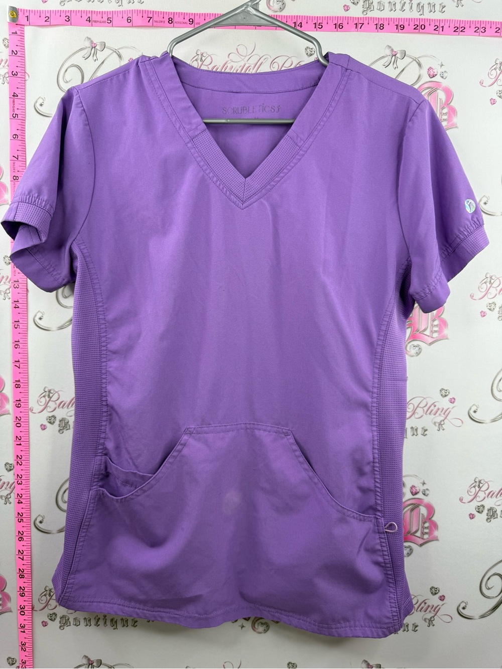 SCRUBLETICS T-shirt V-Neck Scrub Top in Purple — Comfortable Short Sleeve Tee